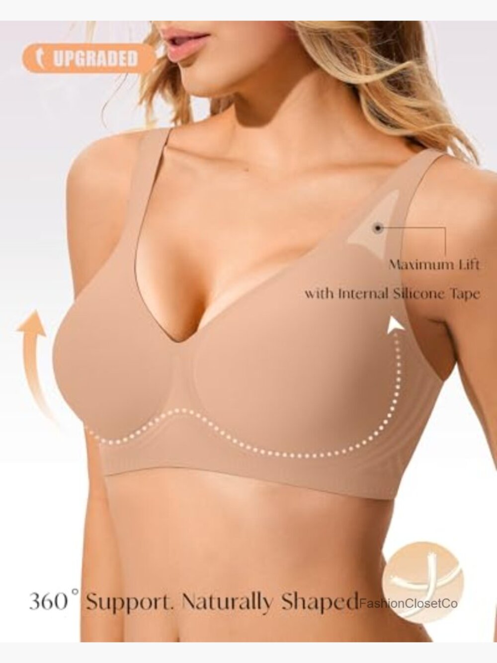 Wireless Deep V Seamless Push Up Plunge Comfortable Bralette Jelly View 2